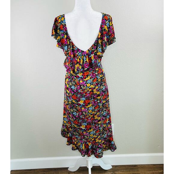 Lost + Wander Sleeveless Flora Garden Asymmetric Ruffled Midi Dress Large NWT - Picture 13 of 13